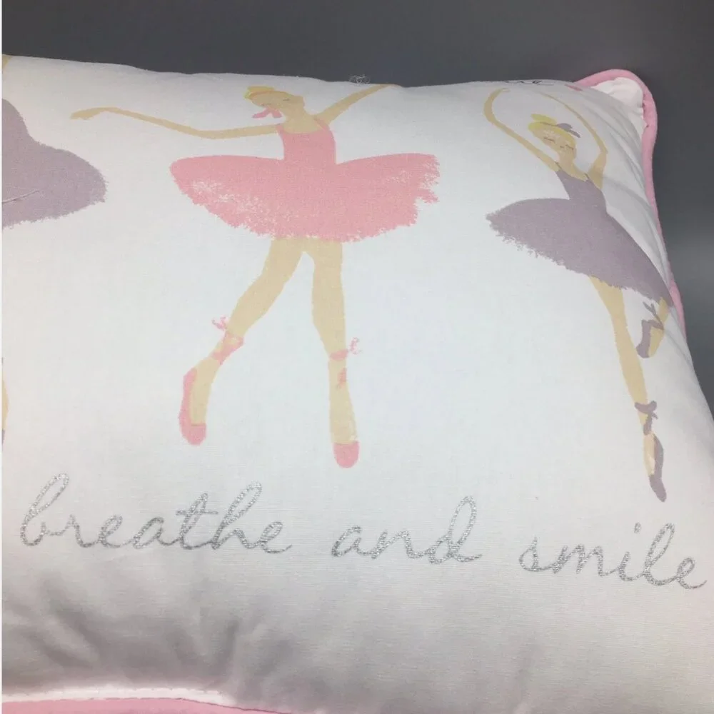 5pc Nicole Miller Ballerina FULL QUEEN Set Comforter Pillows Dance Hearts Pink